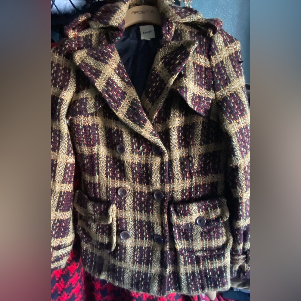 Plaid Wool Blend Jacket